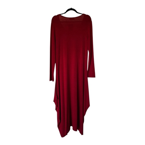 NWT Bryn Walker Chelsea Midi Dress Red Lagenlook Asymmetrical Size M - Picture 3 of 9
